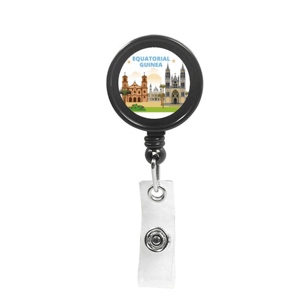 Castle Equatorial Guinea Art Deco  Fashion Retractable Keychain Badge Holder ID Badge