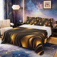 thumbnail image 1 of Castle Fairy 3D Metallic Gold Wave King Sheets 4pcs,Glossy Layered Abstract Pattern Bedding,Gold Black,1 Fitted Sheet,1 Flat Sheet and 2 Pillowcases, 1 of 6