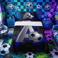 thumbnail image 1 of Castle Fairy 3D Metallic Letter A Soccer Print Twin Sheets 3pcs, Futuristic Sports Graphic Bedding, Silver Black Blue,1 Fitted Sheet, 1 Flat Sheet and 1 Pillowcase, 1 of 6