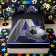 thumbnail image 1 of Castle Fairy 3D Metallic Letter A Soccer Print Zipper Twin Comforter Sets with Fitted Sheet and 2 Pillowcases, Futuristic Sports Graphic Zipper Bedding Set, Silver Black Blue,4-Piece,Black Reversible, 1 of 6