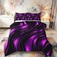 thumbnail image 1 of Castle Fairy 3D Metallic Purple Wave King Size Comforter Sets 3pcs,Shiny Layered Curved Graphic Comforters King Size,Violet Black,Black Reversible,1 Comforter and 2 Pillowcases, 1 of 6