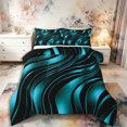 thumbnail image 1 of Castle Fairy 3D Metallic Teal Wave Queen Comforter Set 3 Pieces,Glossy Curved Abstract Texture Comforter Sets Queen,Teal Black,Black Reversible,1 Comforter and 2 Pillowcases, 1 of 6