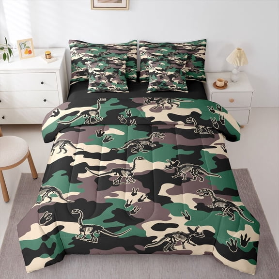Castle Fairy Abstract Animal Dinosaur Bedding Comforter Set,Camo Queen Bedding Sets