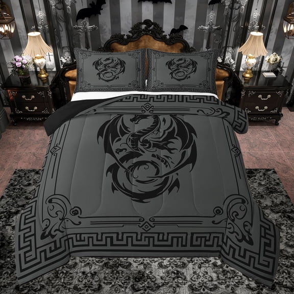 Castle Fairy Abstract Animal Dragon Full Size Comforter Sets,Hippie Tribal Bedding Sets