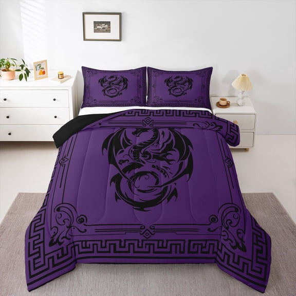 Castle Fairy Abstract Animal Dragon Twin Comforter Sets,Hippie Tribal Bedding Set