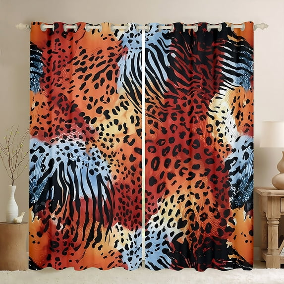 Castle Fairy Abstract Animal Print Black Out Curtains for Teen Women Men,Graffiti Splash Curtains Pack Of 2 (42X63 Each),Fashion Modern Bedroom Curtains,Microfiber Bedroom Decor