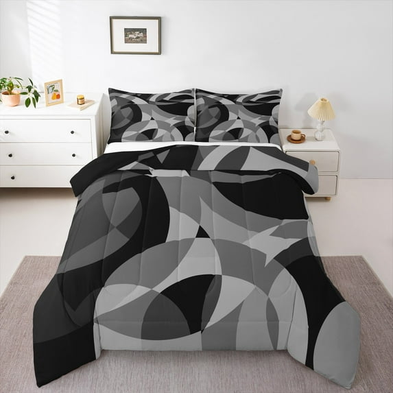 Castle Fairy Abstract Art for Men Women Teens 3 Pieces Queen Comforter Set,Geometric Theme Ultra Soft Bedding Sets,Minimalist Stripes Bedding Comforter Set,Ultra Soft Home Decor