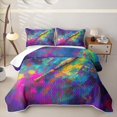 thumbnail image 1 of Castle Fairy Abstract Baseball Bat Quilt King,Watercolor Splash King Coverlet Set, 1 of 7