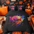thumbnail image 1 of Castle Fairy Abstract Basketball Graffiti Full Size Bedding Sets 7 Pieces, Sport Watercolor Splash Full Size Bed in a Bag, Black Pink Purple,Black Reversible, 1 of 7