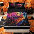 thumbnail image 1 of Castle Fairy Abstract Basketball Graffiti Zipper Full Size Comforter Sets with Fitted Sheet and 2 Pillowcases, Sport Watercolor Splash Zipper Bedding Set, Black Pink Purple,4pcs,Black Reversible, 1 of 6