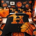 thumbnail image 1 of Castle Fairy Abstract Basketball Print Full Size Comforter Sets 3-Piece, Sport Theme Letter Bedding Comforter Set, Black Orange,Black Reversible,1 Comforter and 2 Pillowcases, 1 of 6