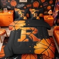 thumbnail image 1 of Castle Fairy Abstract Basketball Print Queen Bedding 7pcs, Sport Theme Letter R Bedding Comforter Set Queen, Black Orange,Black Reversible, 1 of 7