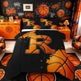 thumbnail image 1 of Castle Fairy Abstract Basketball Print Queen Comforter Set 3 Pieces, Sport Theme Letter R Comforter Sets Queen, Black Orange,Black Reversible,1 Comforter and 2 Pillowcases, 1 of 6