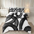 thumbnail image 1 of Castle Fairy Abstract Brush Ring Full Size Comforter Sets 3-Piece,Watercolor Curved Stroke Bedding Comforter Set,Black White,Reversible,1 Comforter and 2 Pillowcases, 1 of 6