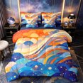 thumbnail image 1 of Castle Fairy Abstract Bubble Wave 7-Piece Twin Bedding,Gradient Circle Ocean Art Bedding Comforter Set,Orange Navy,Navy Blue Reversible, 1 of 7
