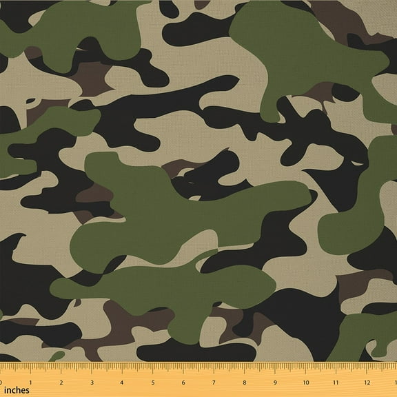 Castle Fairy Abstract Camouflage Fabric by the Yard 10 Yard,Black Green Room Decor Fabric by the Yard,Geometric Camo Sewing Fabric,Lightweight Room Decor