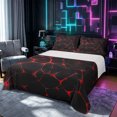 thumbnail image 1 of Castle Fairy Abstract Crack Texture King Sheets 4pcs,Minimalist Luminous Vein Bedding,Black Red,1 Flat Sheet, 1 Fitted Sheet and 2 Pillowcases, 1 of 7