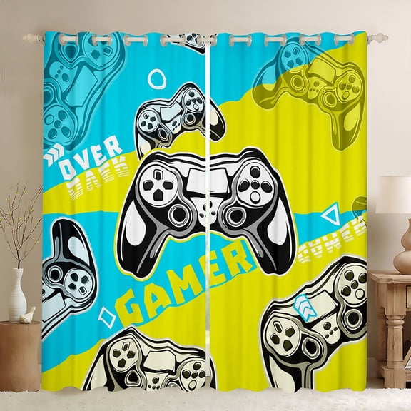 Castle Fairy Abstract Curtains Pack of 2 (42x84 Each),Teens Gamepads Curtains Blackout