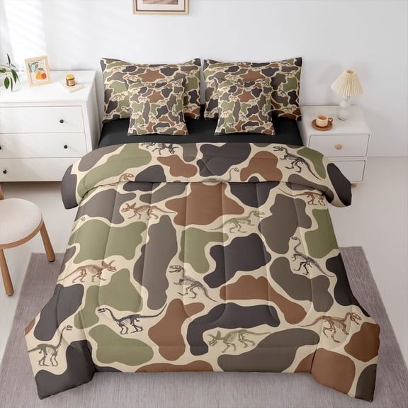 Castle Fairy Abstract Dinosaur Twin Bedding Sets,Camo Animal Bedding Comforter Set
