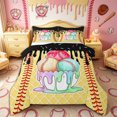 thumbnail image 1 of Castle Fairy Abstract Dreamy Baseball Full Size Comforter Sets 3-Piece, Colorful Ice Cream Drip Bedding Comforter Set, Black Yellow Purple,Black Reversible,1 Comforter and 2 Pillowcases, 1 of 6