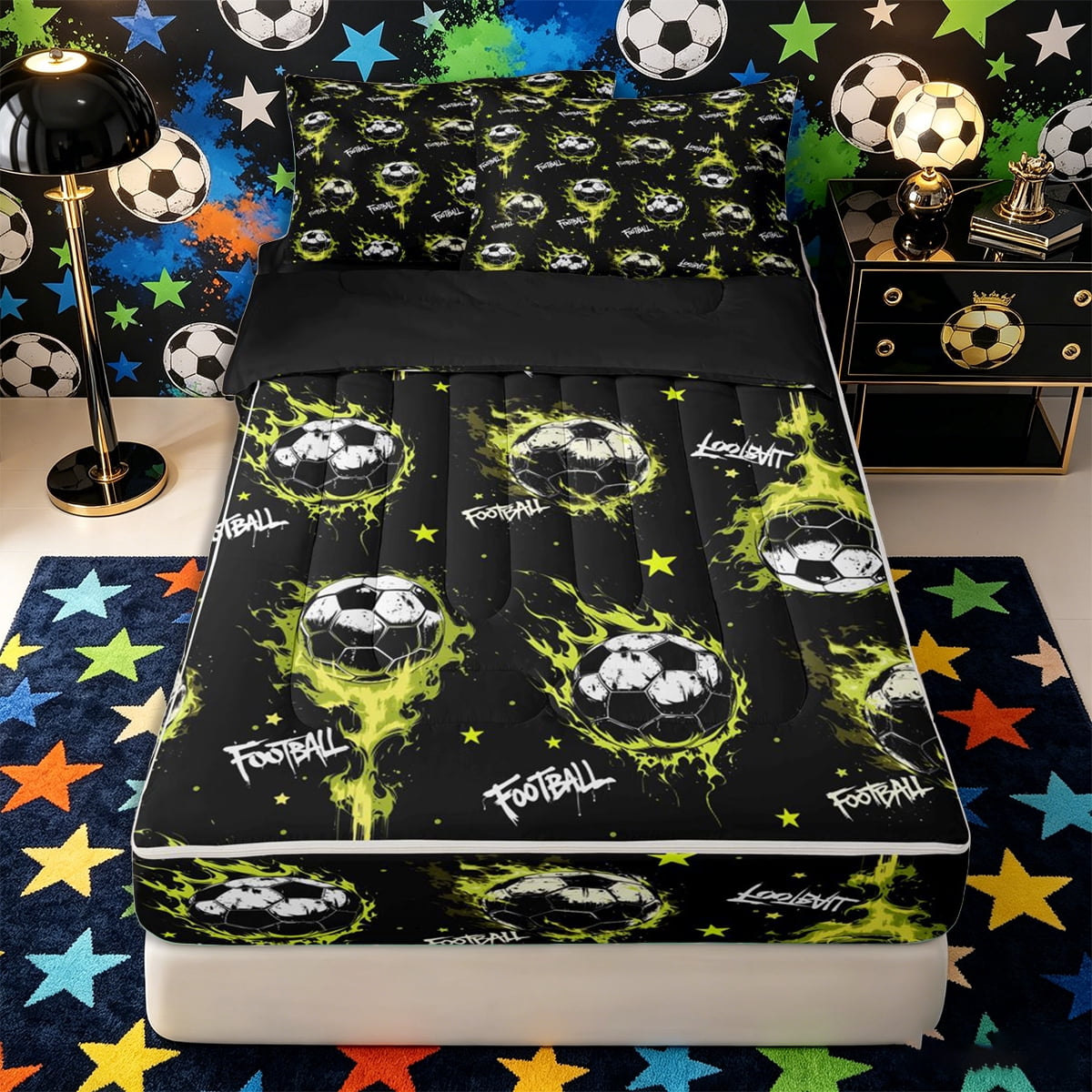 Castle Fairy Abstract Flame Soccer Zipper Full Size Comforter Sets with — free download
