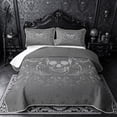 thumbnail image 1 of Castle Fairy Abstract Floral Skull Bed Spread Queen,Gothic Victorian Flowers Queen Coverlet Set,Slate Gray, 1 of 7