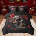 thumbnail image 1 of Castle Fairy Abstract Floral Skull Bedding Comforter Set 7 Pieces for Teens Adults,Gothic Style Full Bedding Set Lightweight,Chic Flowers Fitted Sheet Flat Sheet,Super Cozy Room Decor,Reversible, 1 of 8