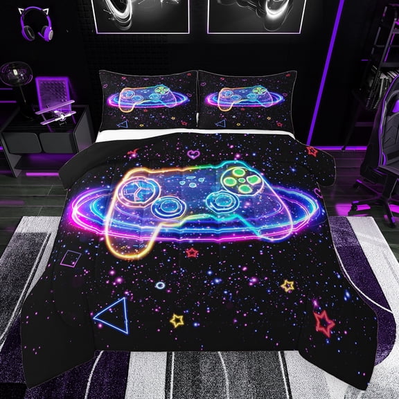 Castle Fairy Game Controller Gamepads Starry Sky 2-Piece Comforter Set for Teens, Twin Size
