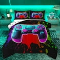 thumbnail image 1 of Castle Fairy Abstract Gamepads Full Size Comforter Sets 3-Piece for Teens Adults,Video Game Bedding Comforter Set,Graffiti Splash Lightweight Bedding Sets,Microfiber Bedroom Decor,Reversible, 1 of 8