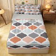 thumbnail image 1 of Castle Fairy Abstract Geometric Quatrefoil Zipper Queen Comforter Set with Fitted Sheet and 2 Pillowcases,Mid Century Grid Motif Zipper Bedding Set,Terracotta Gray Mint,Reversible, 1 of 7