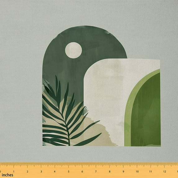 Castle Fairy Abstract Geometric Fabric by the Yard 5 Yard,Green White Sewing Fabric,Tree Leaves Fabric for Sewing,Luxury Teenager Bedroom Decor