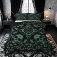 thumbnail image 1 of Castle Fairy Abstract Gothic Skull Queen Comforter Set 3 Pieces,Boho Flower Damask Comforter Sets Queen,Black Sages,1 Comforter and 2 Pillowcases,Black Reversible, 1 of 6