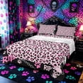 thumbnail image 1 of Castle Fairy Abstract Gothic Skull Queen Sheets 4 Pieces,Cute Leopard Chain Queen Sheet Sets,Pale Pink,1 Fitted Sheet,1 Flat Sheet and 2 Pillowcases, 1 of 6