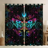 Castle Fairy Abstract Gradient Moth Black Out Curtains for Teenagers Boys Girls,Vintage Bohemian Hippie Curtains Pack of 2 (42x63 Each),Ombre Glitter Moon Starry Sky Bedroom Curtains Room Decor