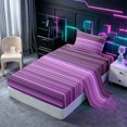 thumbnail image 1 of Castle Fairy Abstract Horizontal Stripe Twin Sheets 3pcs,Watercolor Thin Line Bedding,Lavender Violet Plum,1 Flat Sheet, 1 Fitted Sheet and 1 Pillowcase, 1 of 7