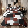 thumbnail image 1 of Castle Fairy Abstract Irregular Square Block Twin Quilt Set 2 Pieces,Minimalist Overlap Geometric Twin Coverlet Set,Rust Gray Black,1 Bedspread and 1 Pillowcase, 1 of 7