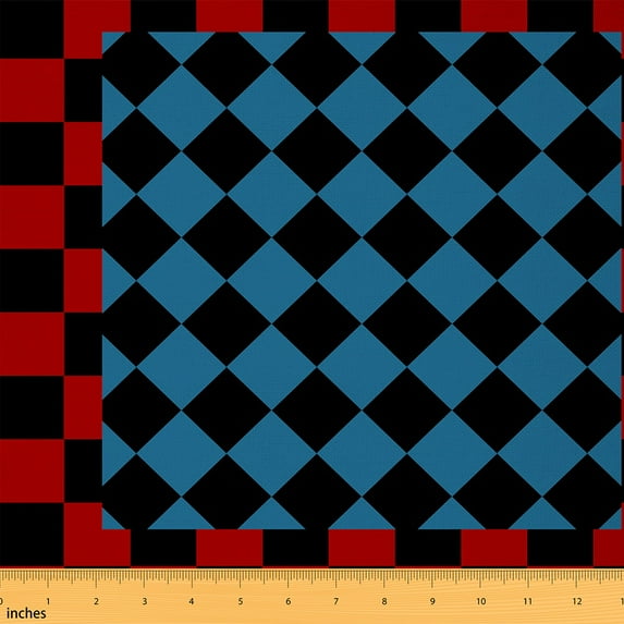 Castle Fairy Abstract Lattice Boy Fabric by the Yard 5 Yards,Geometric Grid Fabric for Sewing,Minimalist Checkered Home Decor Fabric by the Yard,Super Cozy Room Decor