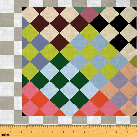 Castle Fairy Abstract Lattice Fabric by the Yard 1 Yard,Geometric Grid Home Decor Fabric by the Yard,Minimalist Checkered Room Decor Fabric by the Yard,Super Cozy Room Decor