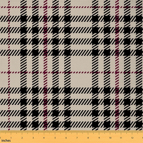Castle Fairy Abstract Lattice Fabric by the Yard 3 Yards,Geometric Grid Sewing Fabric,Minimalist Checkered Fabric for Sewing,Super Cozy Room Decor