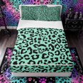 thumbnail image 1 of Castle Fairy Abstract Leopard Skull Zipper Queen Comforter Set with Fitted Sheet and 2 Pillowcases,Mint Cheetah Print Zipper Bedding Set,Mint Black,4 Pieces, 1 of 6