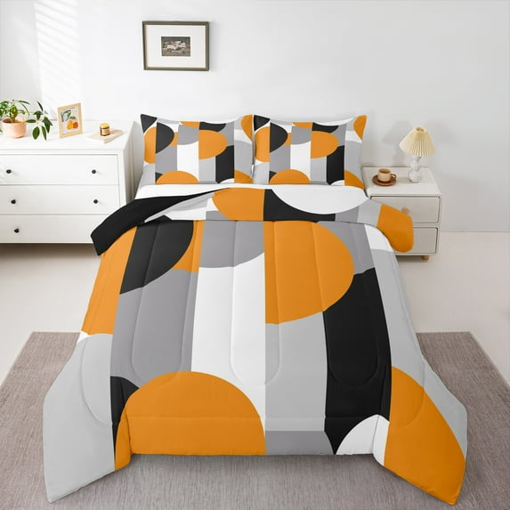Castle Fairy Abstract Minimalist 3-Piece Full Size Comforter Sets for Teens Girls Boys,Geometric Semicircle Bedding Comforter Set,Vintage Aesthetic Lightweight Bedding Sets,Super Cozy Room Decor