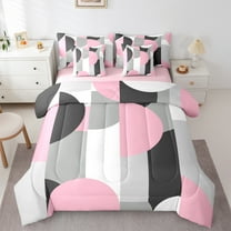 Castle Fairy Abstract Minimalist 7-Piece Twin Bedding Sets for Teens Girls Boys,Geometric Semicircle Bedding Comforter Set,Vintage Aesthetic Breathable Sheet Sets,Super Cozy Room Decor