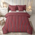 thumbnail image 1 of Castle Fairy Abstract Minimalist Vertical Line Full Size Bedding Sets 7 Pieces,Geometric Strip Pattern Full Size Bed in a Bag,Deep Red Slate Blue,Reversible, 1 of 7