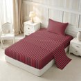 thumbnail image 1 of Castle Fairy Abstract Minimalist Vertical Line Twin Sheets 3pcs,Geometric Strip Pattern Bedding,Deep Red Slate Blue,1 Flat Sheet, 1 Fitted Sheet and 1 Pillowcase, 1 of 7
