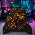 thumbnail image 1 of Castle Fairy Abstract Neon Block Queen Comforter Set 3 Pieces,Minimalism Glowing Geometric Comforter Sets Queen,Orange Black,Reversible,1 Comforter and 2 Pillowcases, 1 of 6