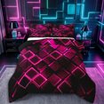 thumbnail image 1 of Castle Fairy Abstract Neon Cube Full Size Comforter Sets 3-Piece,Minimalism Glowing Geometric Bedding Comforter Set,Magenta Black,Reversible,1 Comforter and 2 Pillowcases, 1 of 6