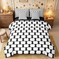thumbnail image 1 of Castle Fairy Abstract Oval Grid King Bedding 7pcs,Geometric Rounded King Bed in a Bag,Black White,Reversible, 1 of 7