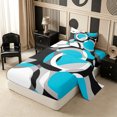 thumbnail image 1 of Castle Fairy Abstract Overlap Circle Twin Sheets 3pcs,Minimalist Ring Frame Bedding,Turquoise Gray Black White,1 Flat Sheet, 1 Fitted Sheet and 1 Pillowcase, 1 of 7