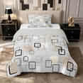 thumbnail image 1 of Castle Fairy Abstract Overlay Square Twin Comforter Sets 2pcs,Mid Century Hollow Block Bedding Set,Beige Taupe Gray,Reversible,1 Comforter and 1 Pillowcase, 1 of 6