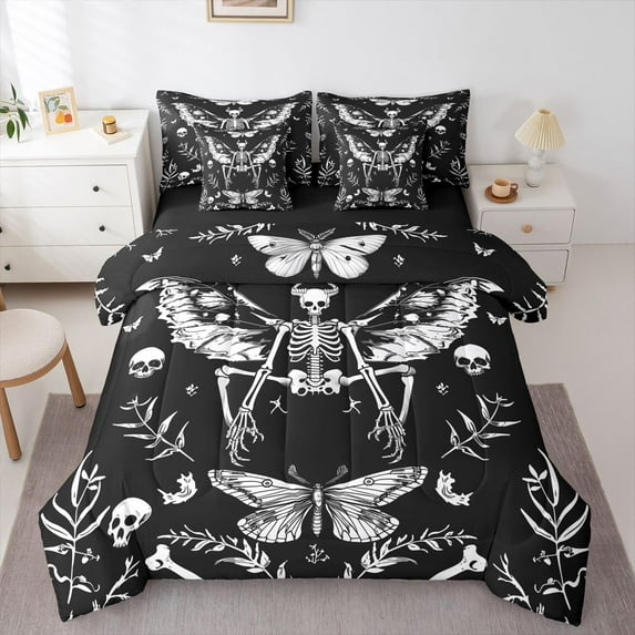 Castle Fairy Abstract Skeleton Skull Twin Bedding Sets,Butterfly Bedding Comforter Set